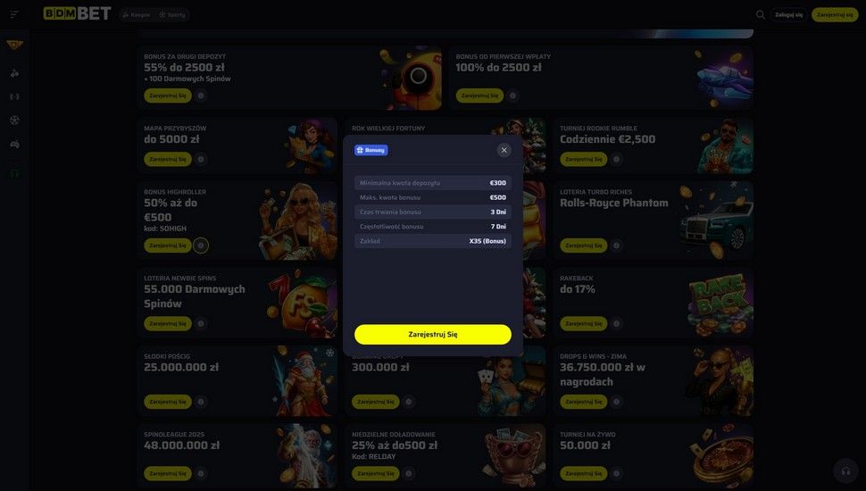 BDMbet casino Bonus High Roller