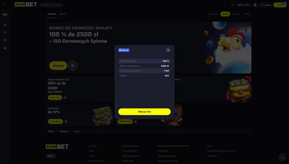 BDMbet casino Bonus powitalny