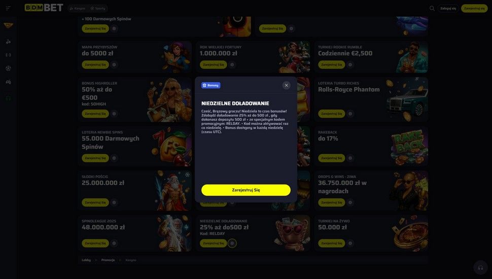 BDMbet casino Niedzielny bonus reload