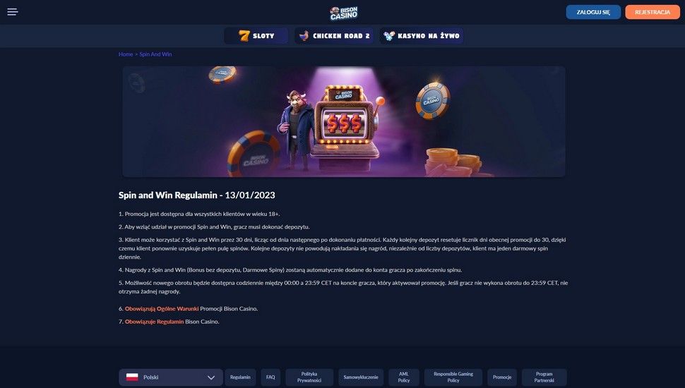 Bison casino Spin and Win