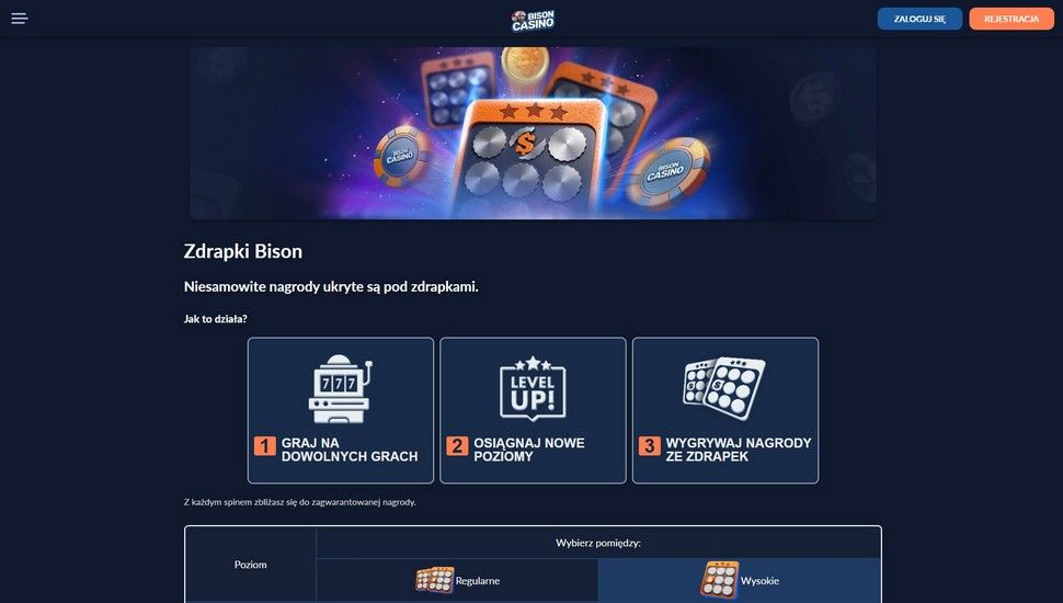 Bison casino Zdrapki Bison