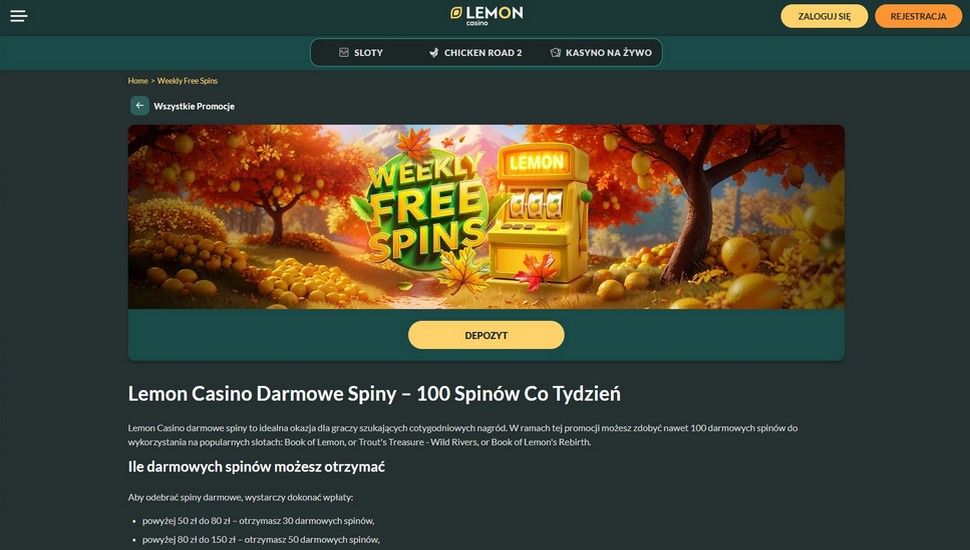 Lemon casino Bonusy reload