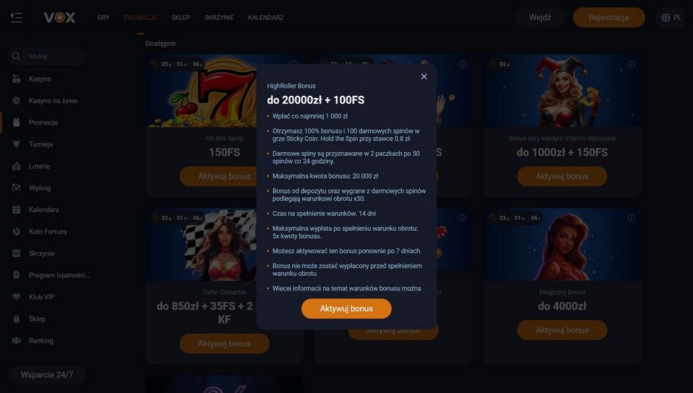 Vox Casino HighRoller Bonus