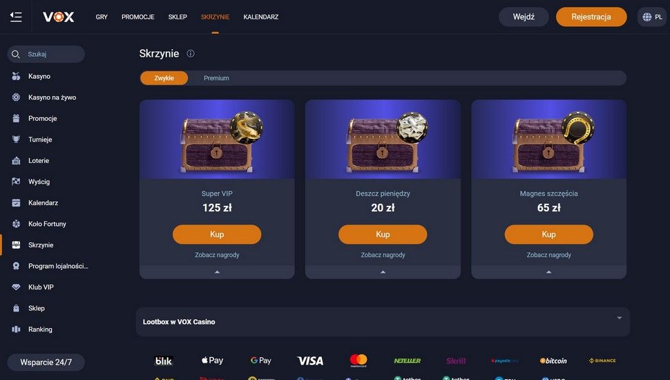 Vox Casino Skrzynie