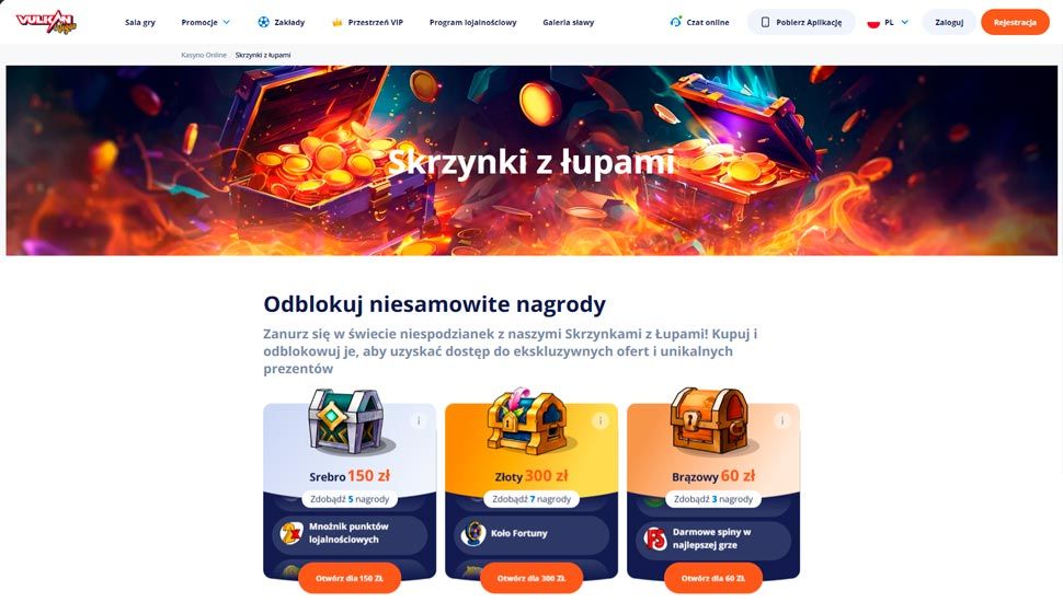 Vulkan Vegas Skrzynki z łupami