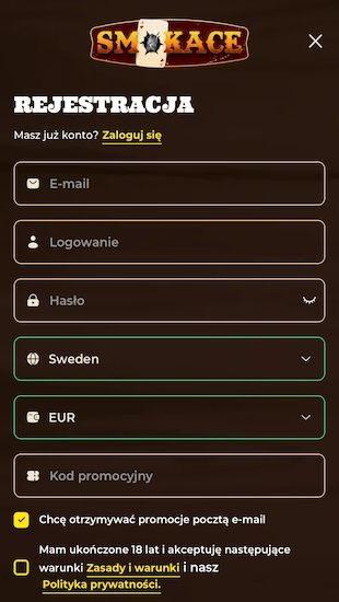 Rejestracja konta gracza