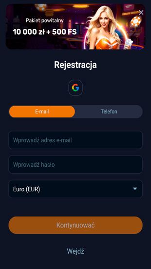 Zarejestruj konto do gry