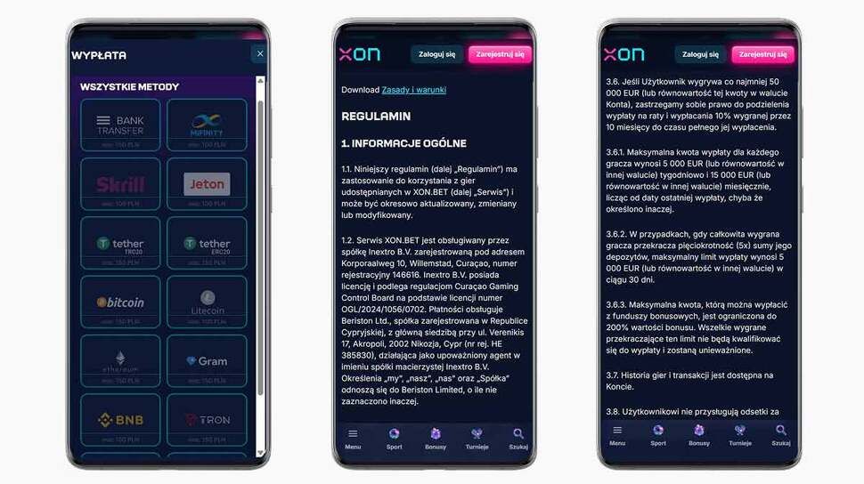 Screenshot of Xon.bet Casino main page