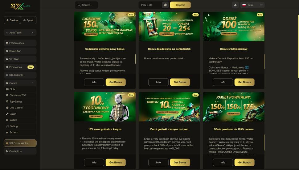 RX Casino promocje