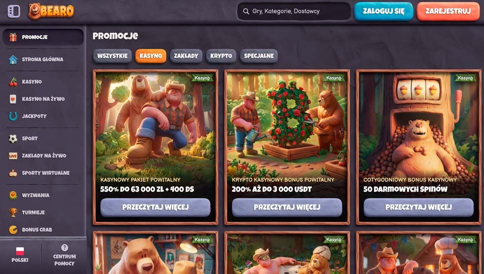 bearo kasyno bonusy