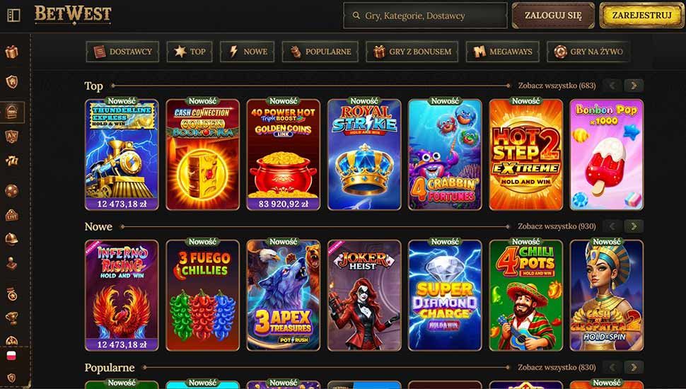 Betwest Casino – lista gier