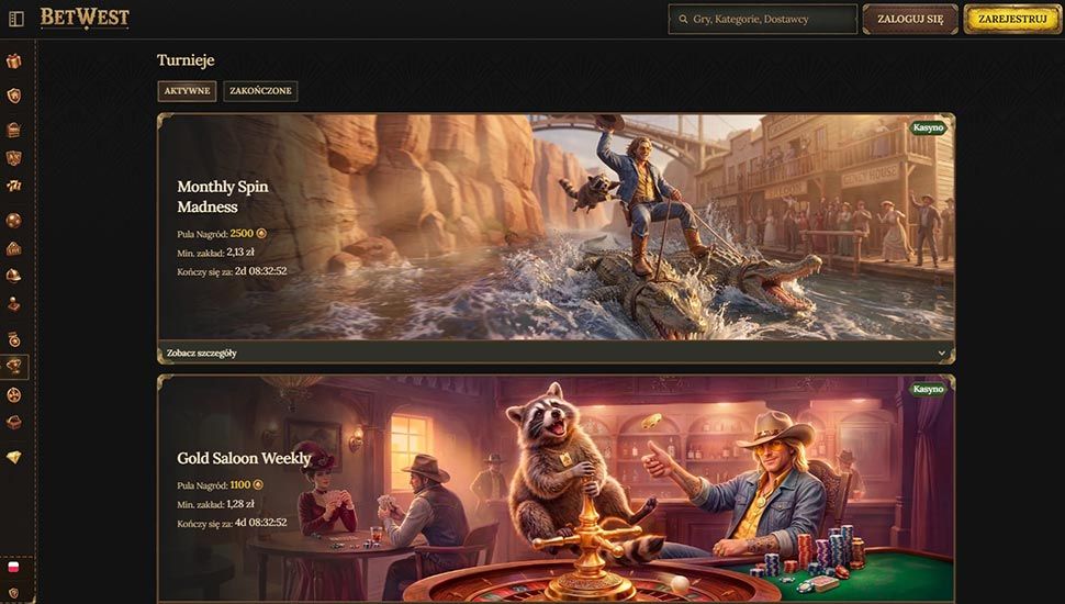 Betwest Casino – lista turniejów