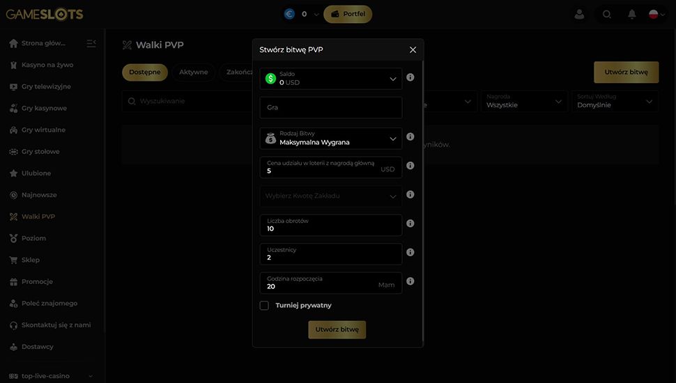 Kasyno Gameslots – Walka PVP