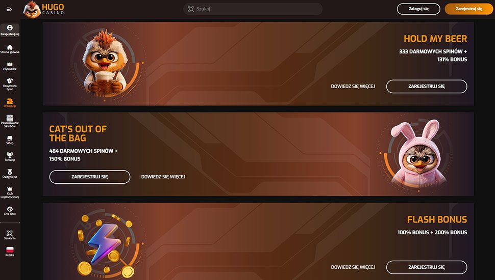 Hugo Casino – lista promocji