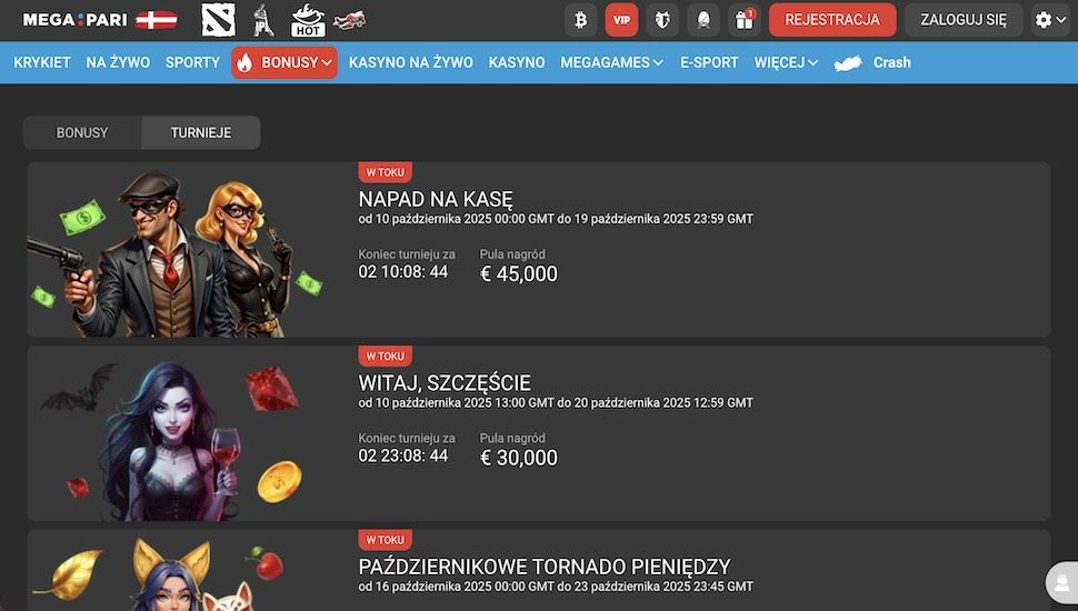 Megapari Casino Turnieje