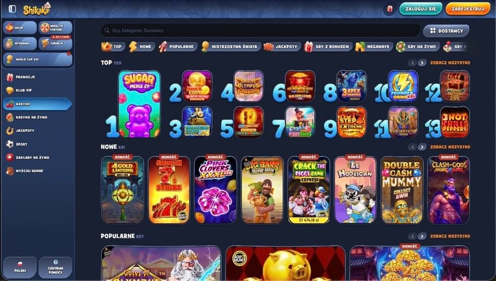 Oferta gier Shikaka Casino