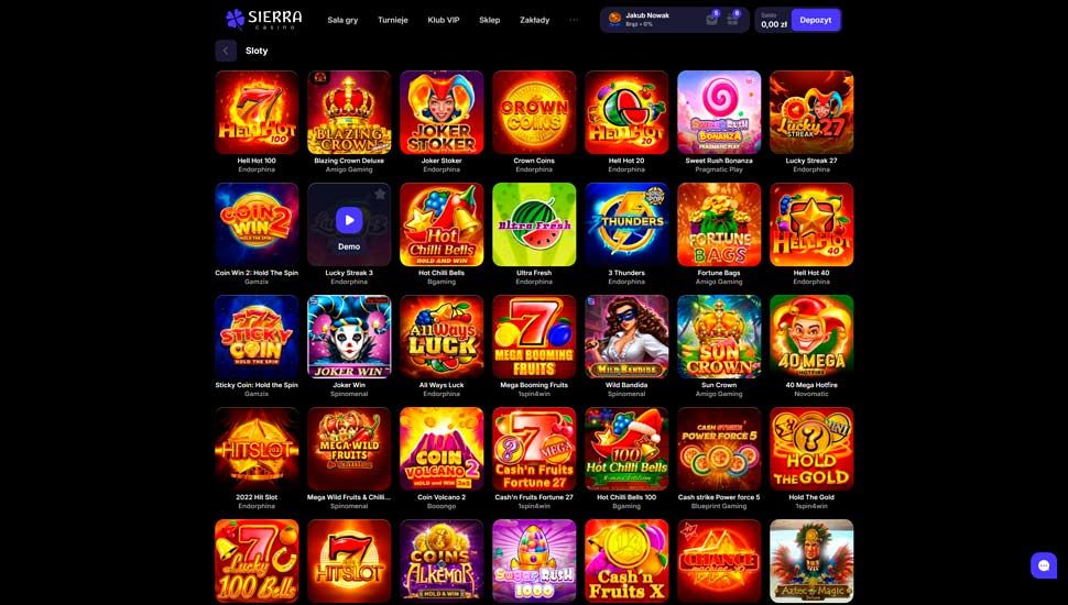 Sierra Casino sloty