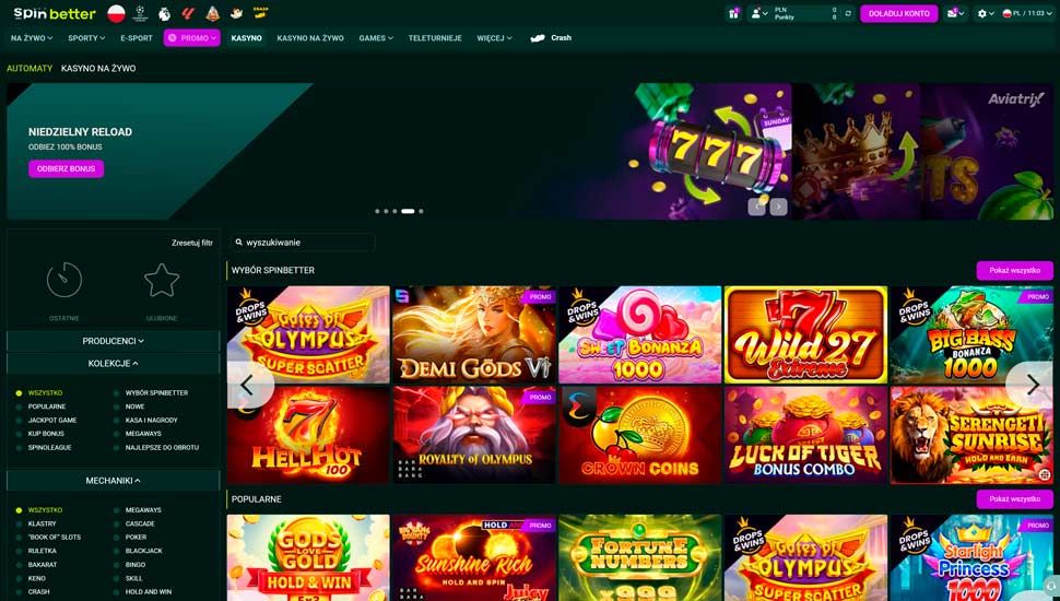 Spinbetter casino gry