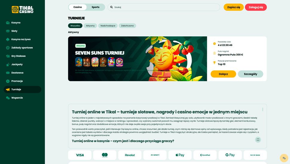 Tikal Kasyno turnieje