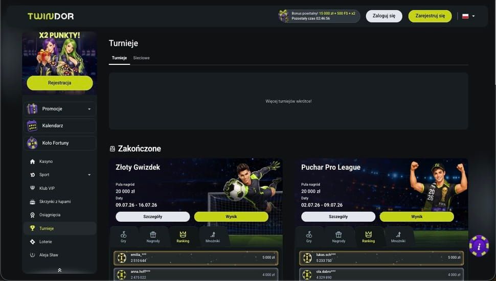 Twindor casino turnieje