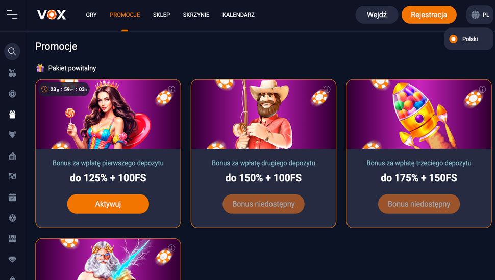 Vox Casino bonusy