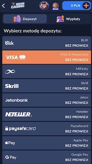 sekcji wplat depozytow