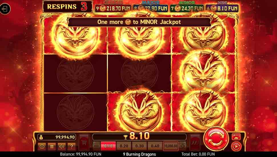 9 Burning Dragons slot bonus
