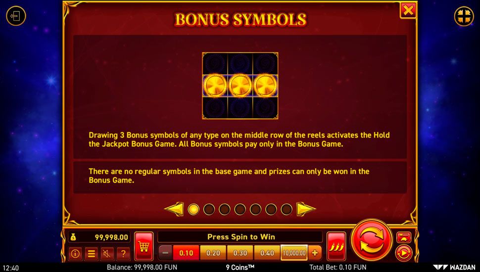 9 Coins tabela wyplat