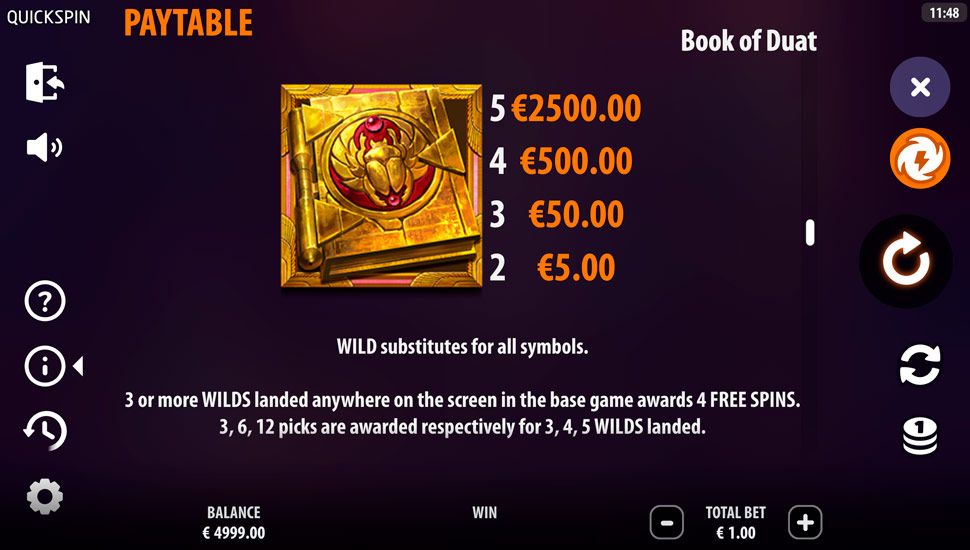 book of duat slot tabela wyplat