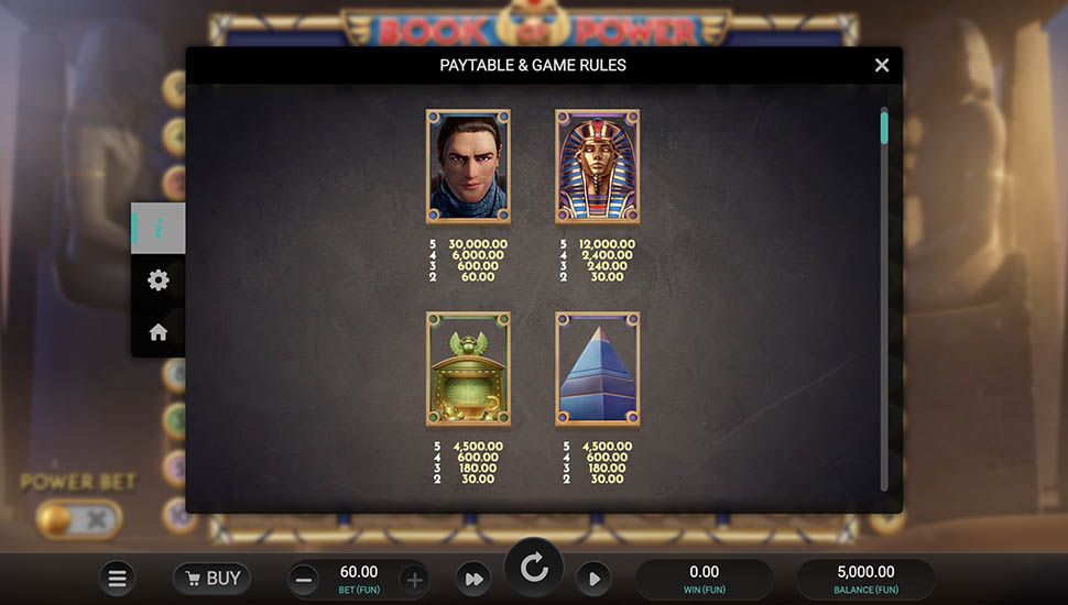 Book of Power Slot Symboli
