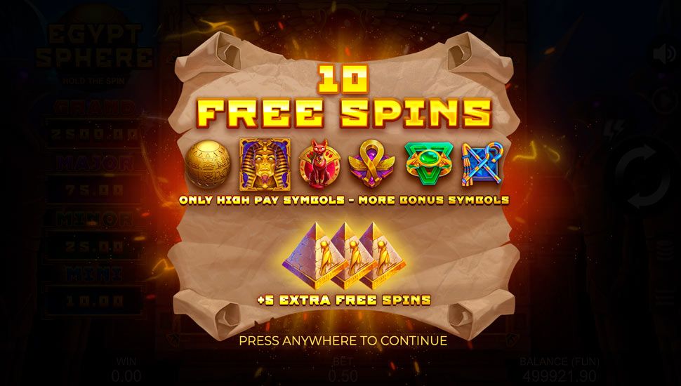 Egypt Sphere Hold the Spin slots Bonusowe