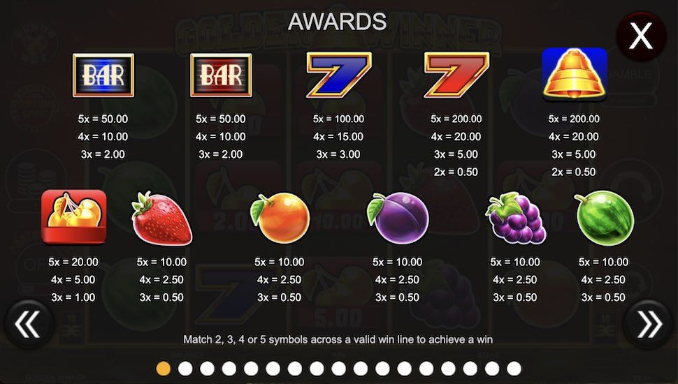 Golden Winner slot Symboli