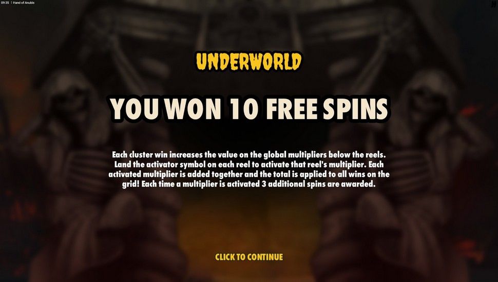 Hand of Anubis slot free spins
