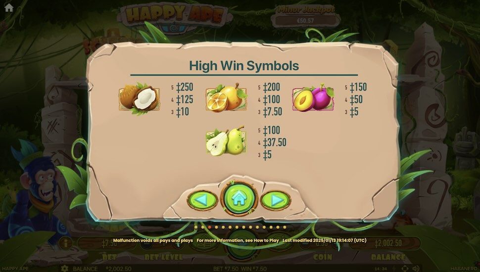 Happy Ape slot Symbole