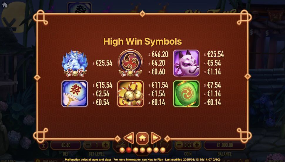 Nine Tails slot Symbole