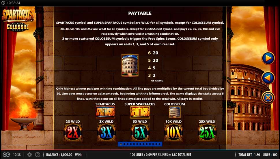 Spartacus Super Colossal Reels informacje