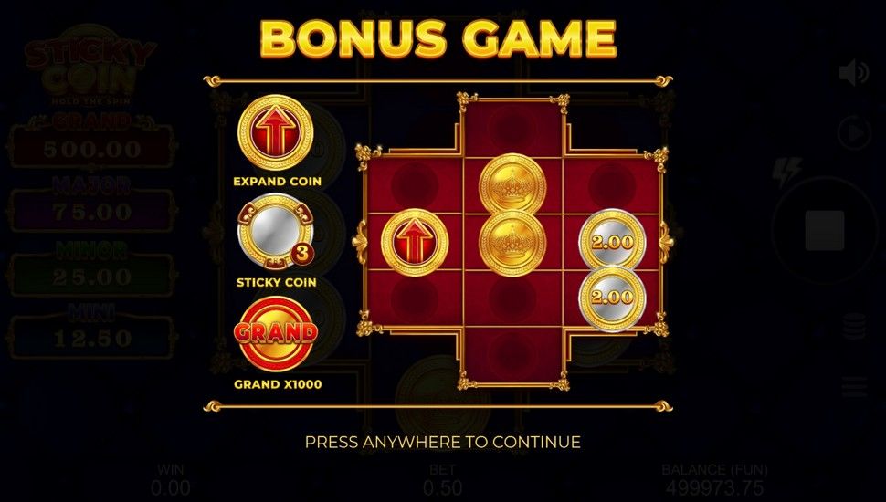 Sticky Coin Hold the Spin slots Bonus
